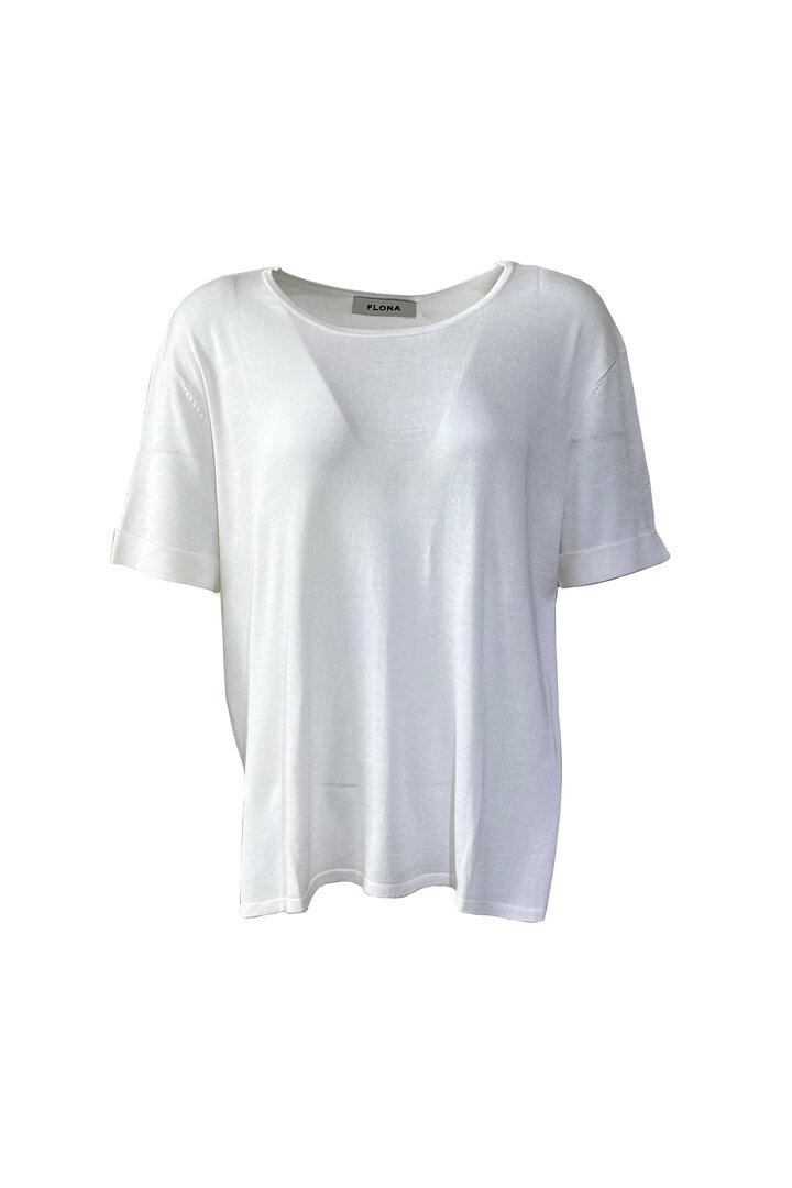 FLONA FLONA Ivory Fine-Knit Summer Top