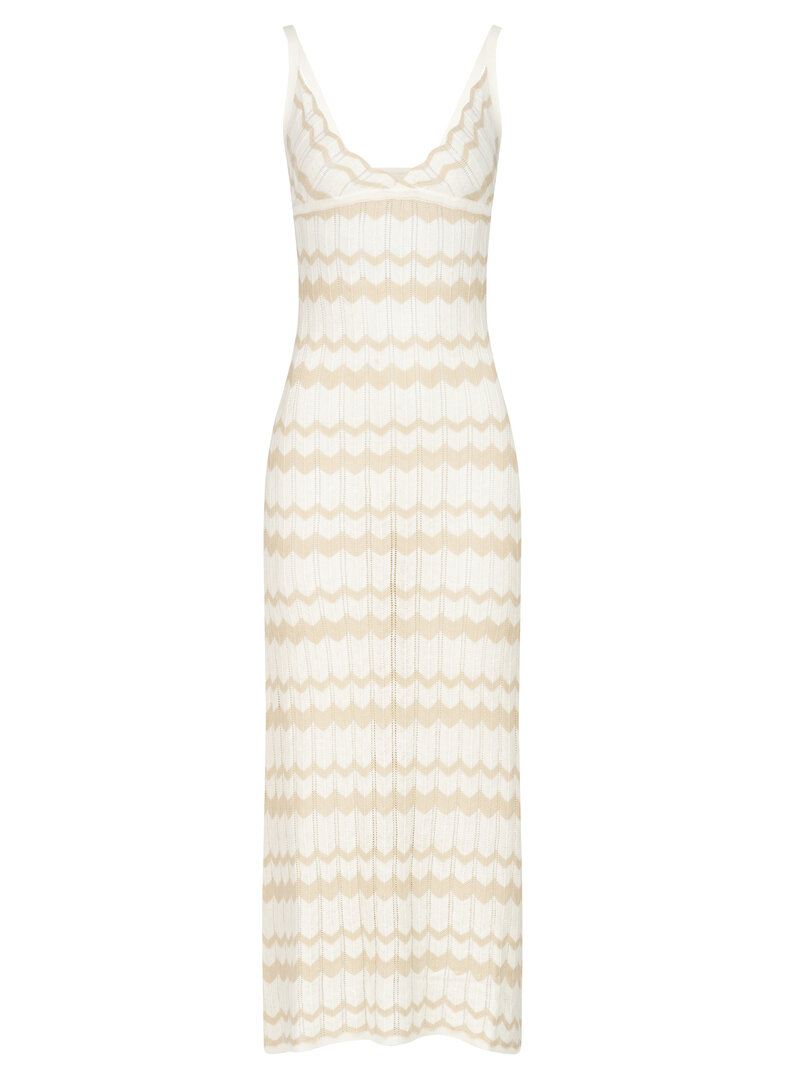 FLONA FLONA Ivory Wave Knit Dress